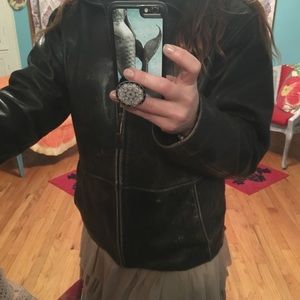 Vintage leather bomber jacket